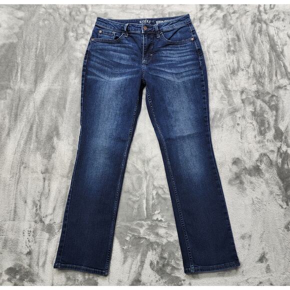 Lee Riders Jeans Womens 6P PETITE Blue Mid Rise Straight Leg Stretch Dark Wash - Picture 1 of 13